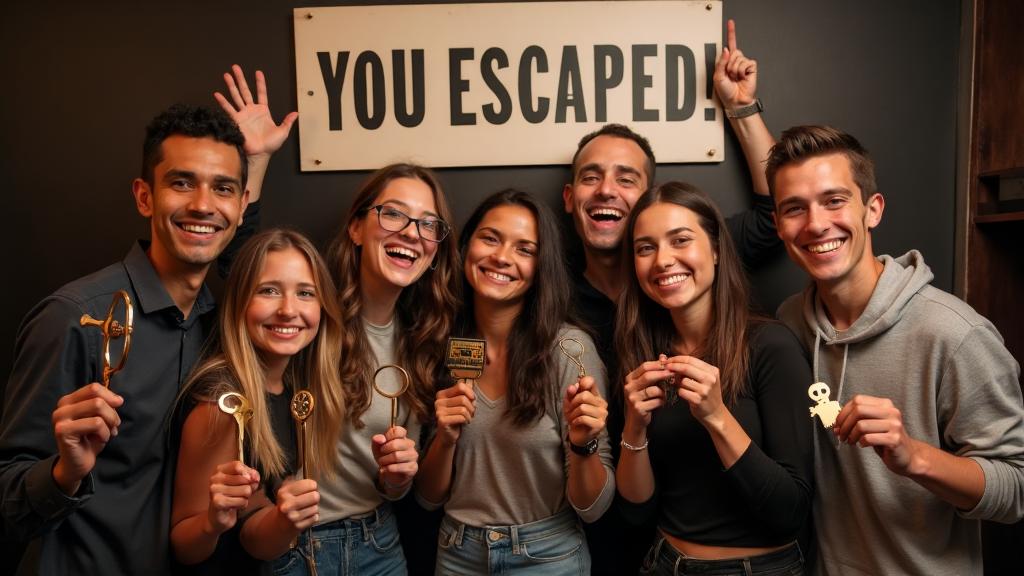 Group celebrating after escaping a room at MindEscape in Philadelphia