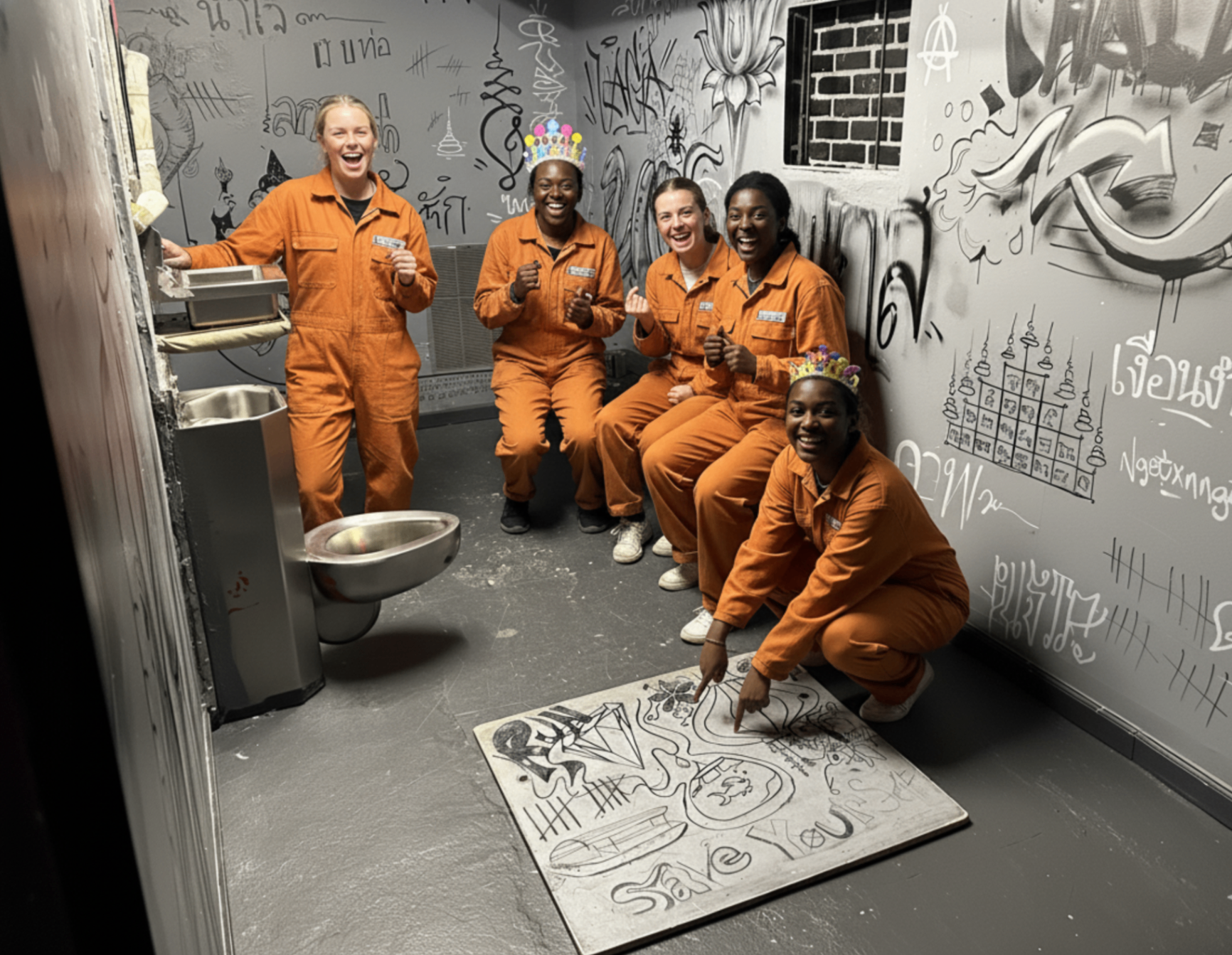 Friends celebrating victory in Thai Prison escape room Philadelphia